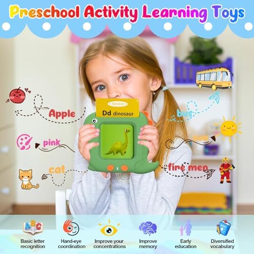 Toddler Toys Talking Flash Cards for 1-5 Years Old, 336 Sight Words Language Learning Toys, Autism Sensory Toys for Autistic Children, Montessori Toys, Educational Birthday Gifts for Toddlers (Green) - Image 2