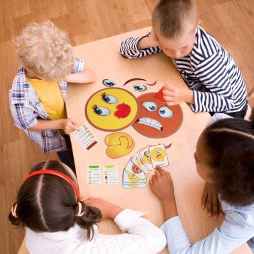 Thought-Spot Emotions Canvas Activity Set | Social Learning Game for Kids | Make Faces to Understand Feelings | 2 Canvases, 12 Double-Sided Emotion Cards with Coping Strategies, 55 Facial Pieces - Image 6