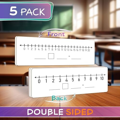 SCRIBBLEDO Dry Erase Number Line Board 12x4 Double Sided 5 Pack with Eraser - Image 3