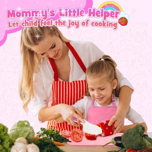 Montessori Toys for 3 4 5 6 7 8 9 10 Year Old Girls Boys Birthday Gifts,Kids Kitchen Knife Set for Real Cooking & Apron and Glove,Toddler Knife Set, Learning Toys - Image 3
