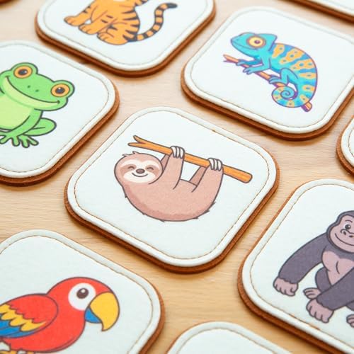 Felt Jungle Matching Game for Toddlers – Wild Animal Memory Game & Flash Cards – Soft and Safe for Ages 1+ – Montessori Preschool Learning Activity – Educational Jungle Toy for Boys & Girls - Image 3
