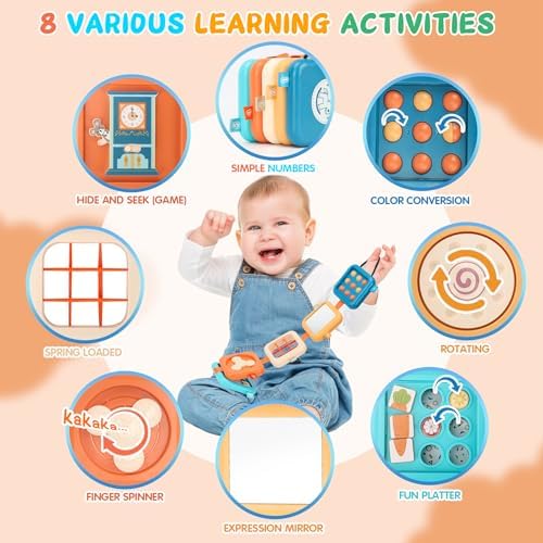 Busy Board for 1 Year Old, Travel Toys for Toddler 1-3 on Plane Car, Montessori Busy Board Busy Cube, Toys for 1 Year Old Boy Girl, Stocking Stuffers for Toddler (Blue) - Image 4