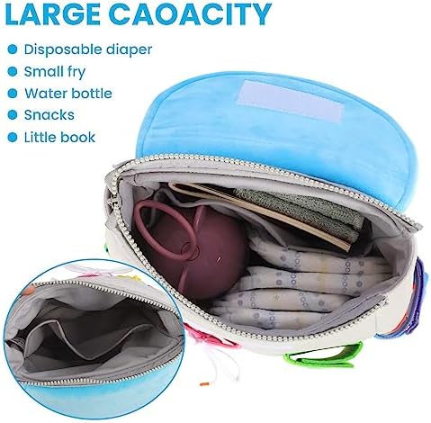 Busy Board - Toddler Backpack with Buckles and Learning Activity Toys - Develop Fine Motor Skills and Basic Life Skills - Learn to Tie Shoes - Children's Travel Toy (Grey) - Image 4