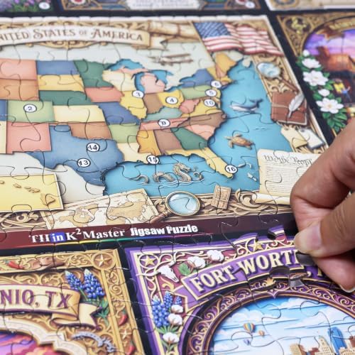 Think2Master Great American Cities 500 Pieces Large Format Jigsaw Puzzle: 13+, Teens, Adults & Families. USA Cities Collage. Beautiful Paper Cut Illustrated Cityscape. Great Gift. Size: 26.8” X 18.9” - Image 2