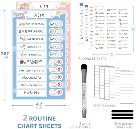 2 in 1 Namable Chore Chart for Kids, Dry Erase Morning/Bedtime Routine Chart for Kid for Refrigerator, Magnetic Visual Schedule for Kid Toddlers to Do List Checklist for Kids - Image 6