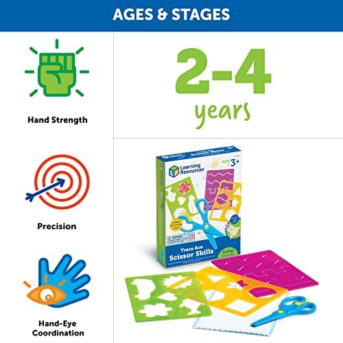 Learning Resources Trace Ace Scissor Skills Set - Develop Scissor Skills, Toddler Scissors, Preschool Learning Activities for Boys and Girls Ages 3+ - Image 6