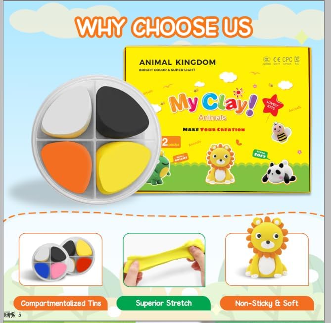 Air Dry Clay for Kids Air Clay Art Kits 12 Box Animals Theme Air Dry Modeling Clay Kit w/Sculpting Tools& Step-by-Step Tutorials,Ultra Soft Non-Sticky,Craft Party Favors Clay Toy Gift for Boys Girls