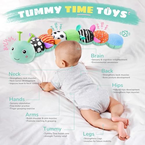 AWOTOY Baby Toys 6-12 Months Music Caterpillar Stuffed Animals Infant Toys - Image 2