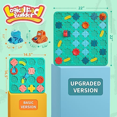 burgkidz STEM Road Build Puzzle: Teal Board, 200+ Chal. w/ 2 Cars - Image 3