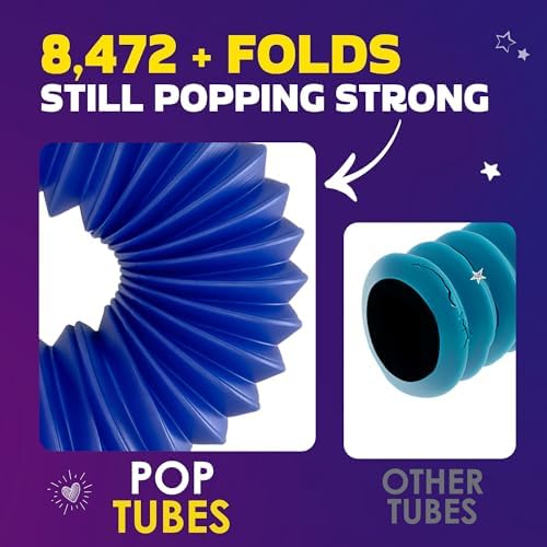 Nutty Toys Pop Tubes - Large 4-Pack Sensory Toys - Creative STEM Learning for Kids - Connect & Pop! Top ADHD Autism Fidget 2026, Best Boy & Girl Christmas Stocking Stuffers Gifts Idea - Image 3