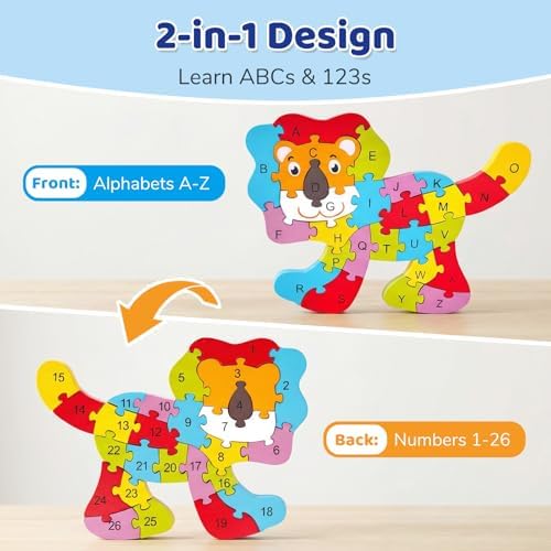 LovesTown Puzzle for Kids, Wooden, 3D Lion Shape - Image 2
