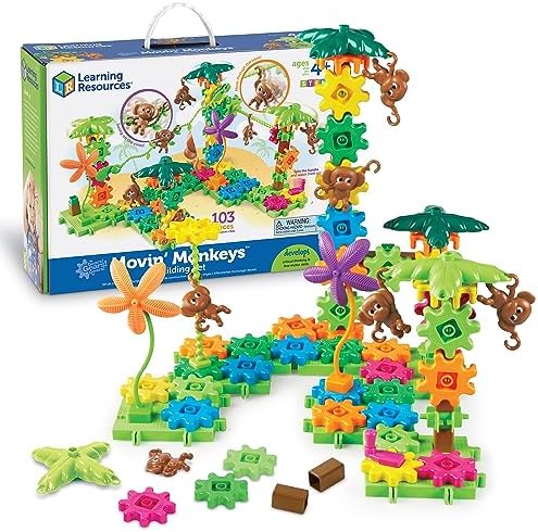Learning Resources Gears Movin' Monkeys Building Play Set, STEM Activities, Fine Motor Skills, Toddler Explorer Kit, Science and Construction, Boys and Girls Gifts, Ages 5 and Up by LearningResources