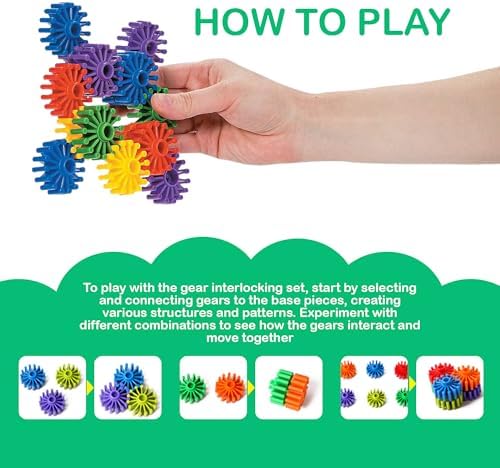 STEM Building Blocks Toys for Kids – Educational and Safe Gear Interlocking Construction Playset – Develop Creativity Preschool Brain Teaser Toys Gift for 3 4 5 Years Old Kids Boys Girls - Image 5