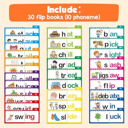 Phonics Flash Cards Word Family Build Book,Learn to Read 30 Read and Rhyme Flip Books,Sight Words Flash Cards Kindergarten Phonics Flip Books for Kids Classroom Homeschool Preschool Learning Activity - Image 3