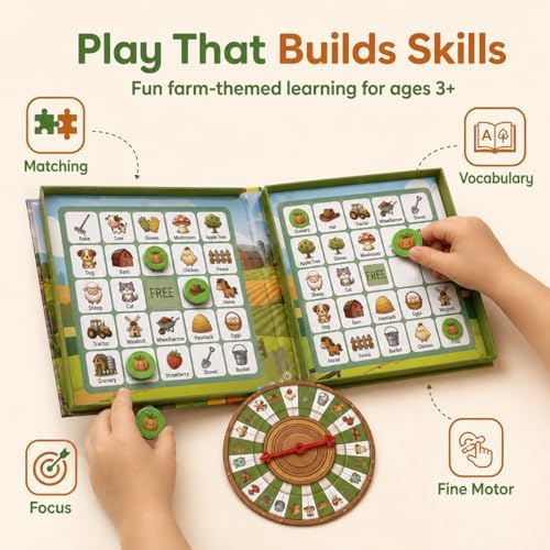 Travofun Farm Bingo Game, Magnetic Travel Toy for Kids 3 and Up, Ideal for Road Trips - Image 5