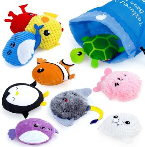 teytoy 10 Packs Sensory Bean Bags for Kids,Texture Sensory Beanbags,Sensory Toys for Autism Kids,Toddler Sensory Toys,Marine Animals Beanbags with Storage Bag,Fine Motor Toys for Preschoolers - Image 2
