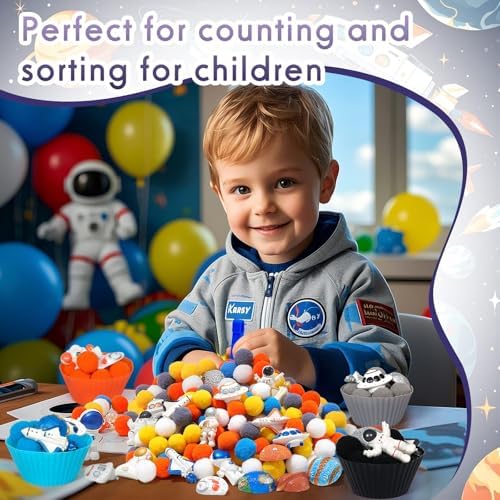 133 Pcs Space Sensory Bin Items Astronaut Counting Sorting Sensory Bin Filler Fine Motor Galaxy Counts for Easter Day Spring Summer Sorting Counting Decor - Image 5