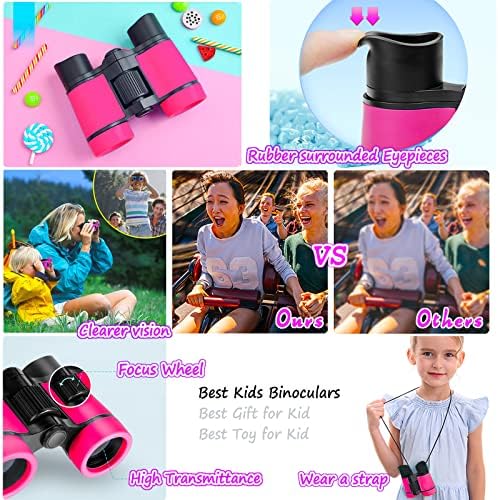Kids Binoculars Best Gifts for 3-12 Years Boys Girls High-Resolution Optics Shockproof Mini Compact Binocuolar Toys Folding Small Telescope for Bird Watching Camping Outdoor Play - Image 4