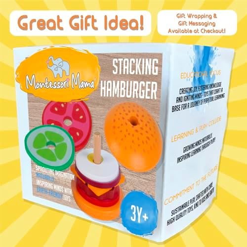 Montessori Mama Stacking Hamburger, Create a Burger Sequencing Stacker, Occupational Therapy Toys, Multi Cultural Play Food Sorting Toy - Image 4