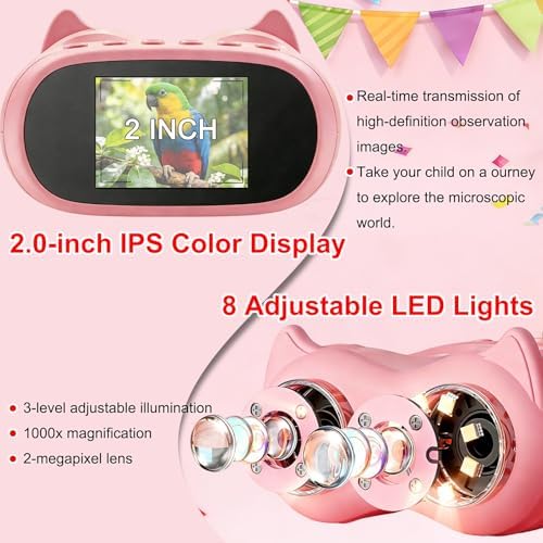 1000X Handheld Digital Microscope for Kids & Binoculars, STEM Toys, 2 in 1 - Image 4