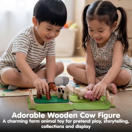 PlanToys® Cow Wooden Montessori Kids Farm Animal Figurine Creative Play - Image 5