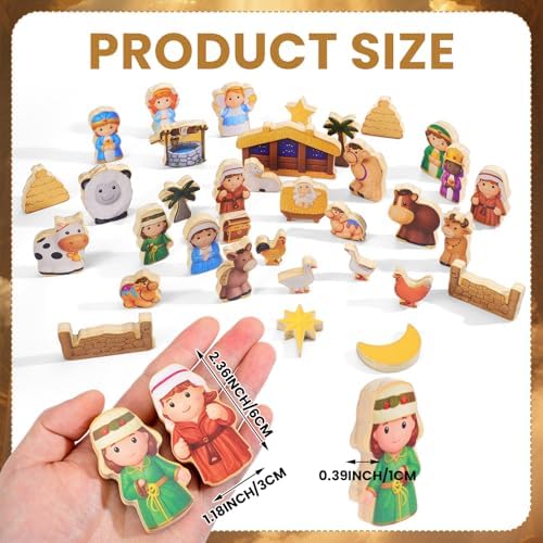 Kathfly 36 Pcs Wooden Community Helpers Nativity Scene, Career Figures Toy - Image 3