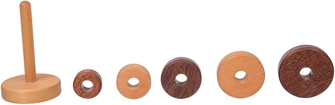 Wooden Stacking Rings for Babies, Montessori Stacker Toys for Toddlers 18+ Months, Educational Learning Sorter and Stacking Tower, Natural Wood Toy for Fine Motor Skills (Circle)