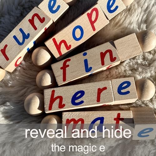 Phonetic and Silent E Wooden Reading Block Sets - Preschool, Kindergarten, Homeschool Language Learning Toys -10 Rods Total - Image 5