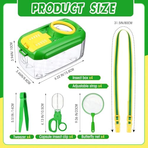 Halloscume 4 Sets Bug Catcher for Kids Insect Catching Kit, Green - Image 2