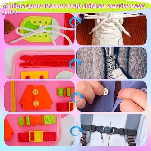 Busy Board for Toddlers，Montessori Busy Board with Sensory Activities, Fine Motor Skills Learning Toy, Travel Activity Book for Airplane and Car, Educational Gift for Boys and Girls - Image 5