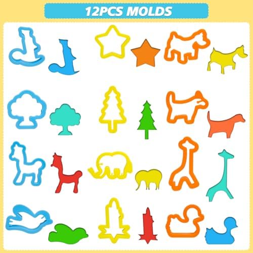 LCY WEDSHI Dough Tool Set, 47 Pcs Dough Tools Sets for Kids Ages 4-8, Dough Accessories Includes Animal Molds, Cutters Roller, Rolling Pins, Safety Scissors, Plastic Knife - Image 5