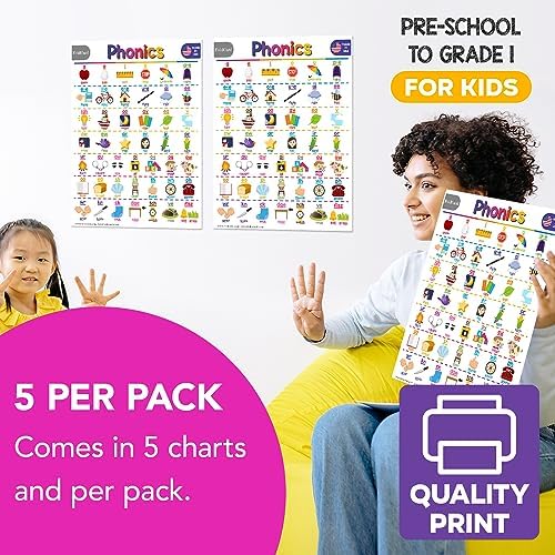 FoldCard Phonics Chart Educational Poster 8.5x11 5pk - Image 4