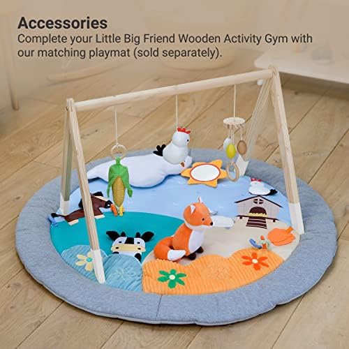Little Big Friends Wooden Baby Activity Gym – Montessori Play Gym for Babies | Encourages Motor Skills & Sensory Development | Includes Crinkle Fabrics, Wooden Chimes & Hanging Toys – Farm - Image 6