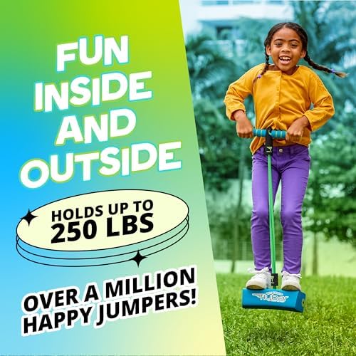Flybar My First Foam Pogo Jumper for Kids Fun and Safe Pogo Stick, Durable Foam and Bungee Jumper for Ages 3 and up Toddler Toys, Supports up to 250lbs (Blue) - Image 5