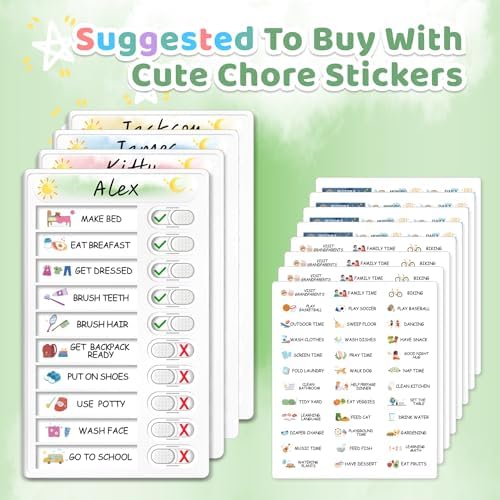 Upgraded Slider Dry Erase Chore Chart for Kids Multiple Kids, Whiteboard Magnetic Morning/Bedtime Routine Chart for Kid Toddlers Teens Adult, Visual Schedule for Kid with Autism - Image 2