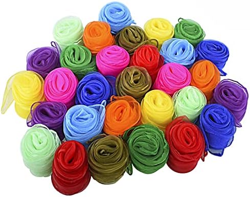 30 Pcs Sensory Scarves, Juggling Scarves for Kids, Square Dance Scarf Magic Movement Scarves Performance Props Accessories 24 by 24 Inch in 10 Colors by Blovec