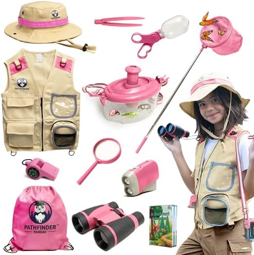 Kids Explorer Kit with Safari Vest & Hat for 3-7 Year Old Boys & Girls by PathfinderPandas