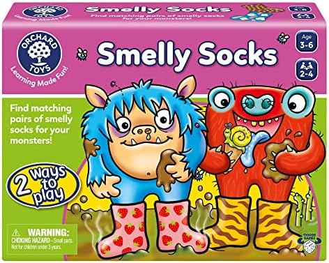 ORCHARD TOYS Moose Smelly Socks Game. Find Matching Pairs of Socks for Your Monsters! for Ages 3-6 and 2-4 Players by OrchardToysMooseGames