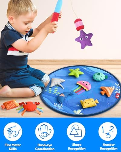 Coogam Montessori Toys for 1 2 3 Year Old, Cloth Fishing Game Toddlers Gift - Image 5