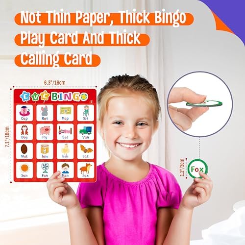 SpriteGru Alphabet & CVC Bingo Game, 12 Bingo Board ABC Letters, CVC Words Phonetic Game, Letters Phonetic Awareness Early Educational Learning Toys - Ages 4 and up, Perfect for Classroom & At Home - Image 3