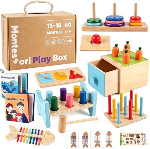 Montessori Toys for 1+ Year Old, 9-in-1 Learning Educational Toys by WoodTrove