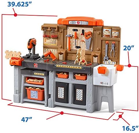 Step2 Pro Play Kids Workshop with Utility Bench, Indoor/Outdoor Tool Bench for Children, Interactive Play with Sounds, Made of Durable Plastic, Includes 76 Piece Toy Accessories, Toddlers 3+ Years Old - Image 3