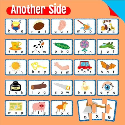 24 Set 3-Letter Word Puzzle Cards, 72 PCS Self Correcting Word Spelling Puzzles, Double Sided Puzzle Cards for Kindergarten Preschool Learning - Image 5