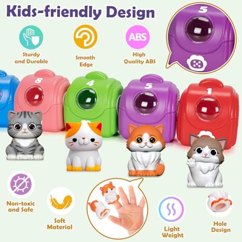 Learning Toys for Toddlers 1 2 3 Year Old Toddlers, 20Pcs Kitten Finger Puppets for Kids, Montessori Counting, Matching & Sorting Toy, Christmas Birthday Gifts for Baby Boys Girls Age 12-18 Months - Image 5