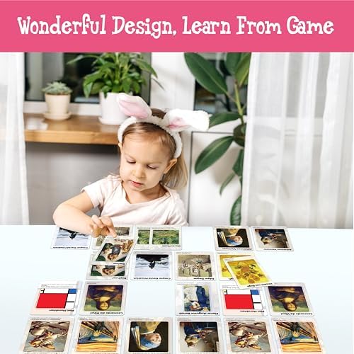 80 PCS Artwork Matching Game, 40 Famous Painting Memory Cards Bilingual Language Picture Match Game, Educational Learning Toys Enhance Memory & Matching Skills for Kids Ages 3 and Up - Image 4