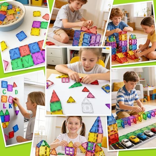 Coodoo Magnetic Tiles Kids Toys STEM Magnet Toy for Toddler Magnetic Blocks Building Preschool Learning Sensory Montessori Toys for 3+ Year Old Boys and Girls, Safe Creativity Toddler Kids Toy 40PCS - Image 3