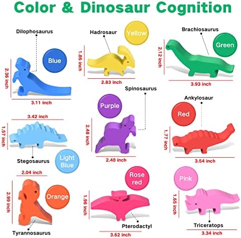 FFTROC Montessori Dinosaur Toys for 3 4 5 Year Old Boys Wooden Stacking - Image 4