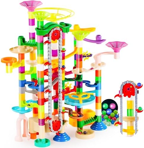 JOYIN 236Pcs Glowing Marble Run with Motorized Elevator- Construction Building Blocks Toys with 30 Glow in The Dark Plastic Marbles, STEM Toy for Boys and Girls, Birthday Gift, Easter Basket Stuffers by JOYIN