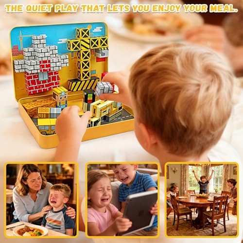 54 Pcs Mini Magnetic Blocks Travel Toys with Iron (Yellow) - Image 4