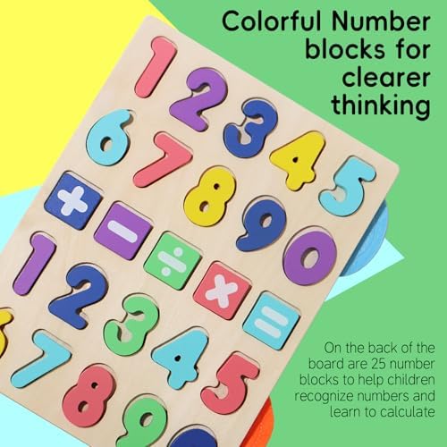 BESTAMTOY Montessori Math Board Toy - Double-Sided Finger Counting & Number Tracing Board Number Blocks, Wooden Math Manipulatives for Kids Ages 3-6, Preschool Classroom Homeschool Educational Games - Image 6